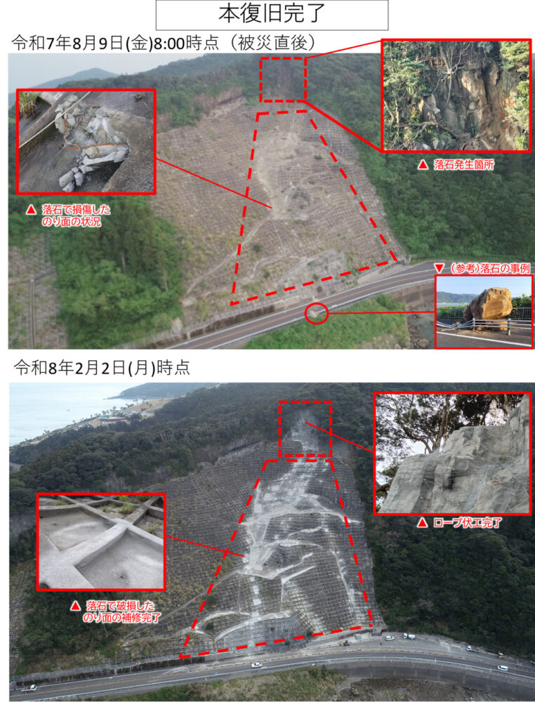 日向灘地震の落石被害から復旧